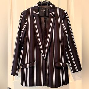 NWOT INC International Concepts Navy Blue White Striped Blazer Size Medium